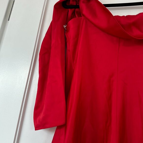 NWT Reformation Maves Bridesmaid Satin Mini Dress Sz Large Cherry Off-Shoulder - Picture 8 of 9